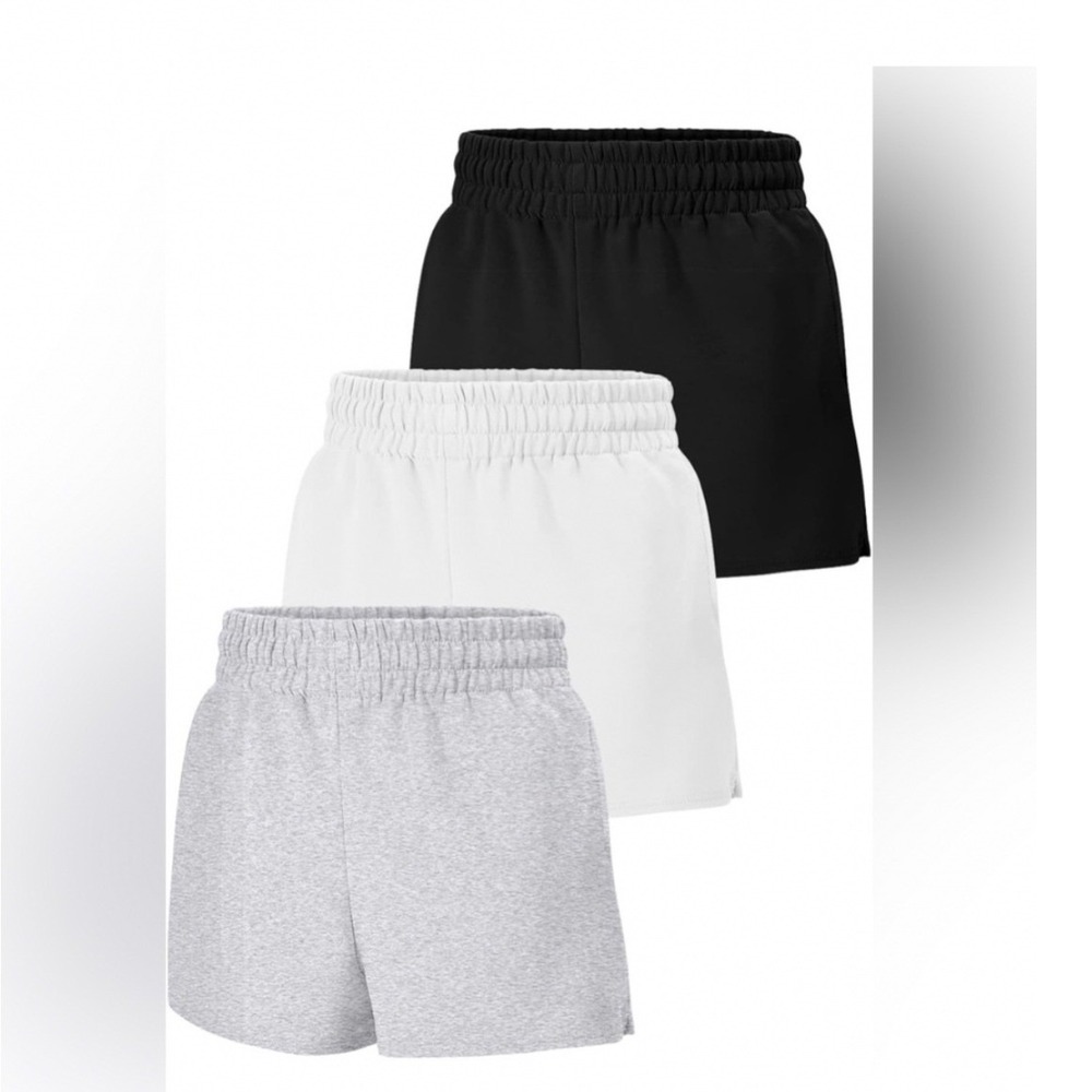3 Pack  Lounge Shorts High Waisted Drawstring Athletic Black White Gray M